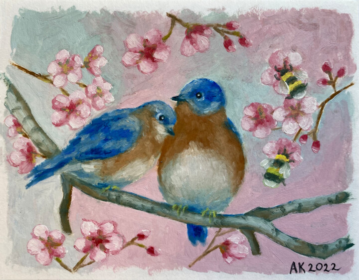 Painting titled "Spring Time" by Anastasia Kurganova, Original Artwork, Oil