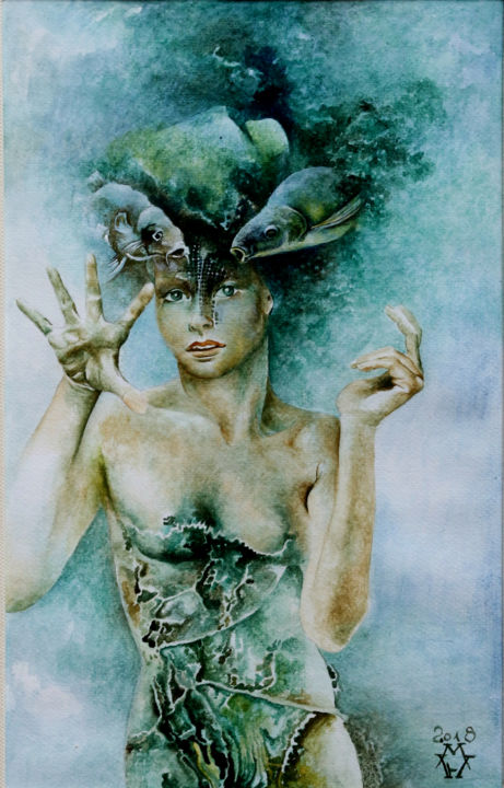 Peinture intitulée "neviestka.jpg" par Milano H, Œuvre d'art originale, Aquarelle