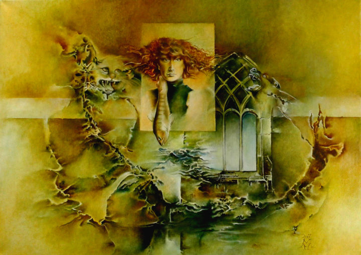 Painting titled "Keď psi brešú" by Milano H, Original Art, Oil
