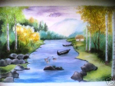 Painting titled "peaceful house near…" by Gunaroopam Raja, Original Artwork