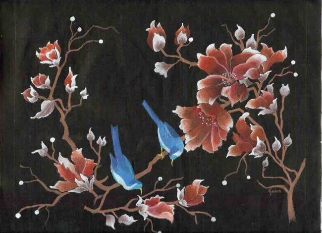 Ζωγραφική με τίτλο "fabric painting - b…" από Gunaroopam Raja, Αυθεντικά έργα τέχνης