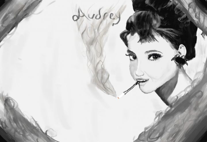 Schilderij getiteld "Audrey.." door Turner Paydon, Origineel Kunstwerk, Olie