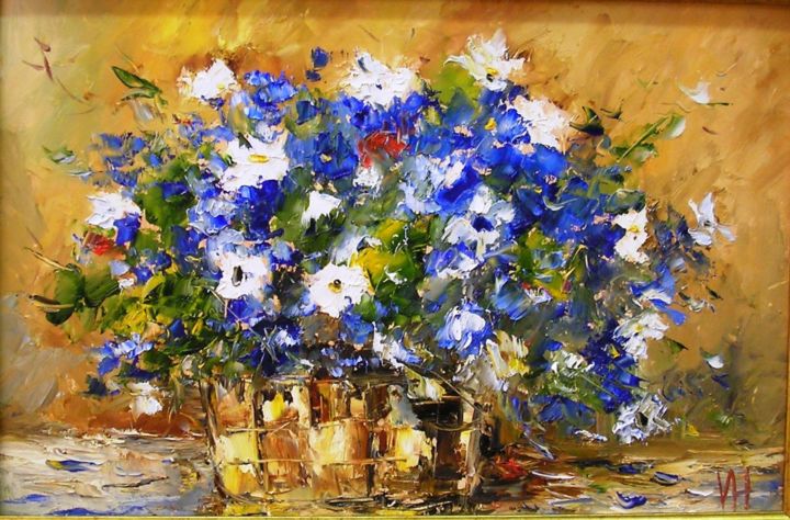 Ζωγραφική με τίτλο "синий букет" από Владимир Хутько, Αυθεντικά έργα τέχνης