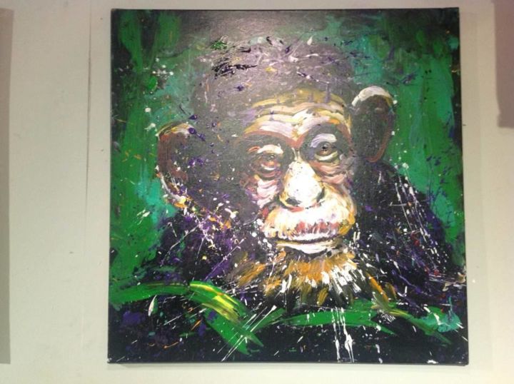 Pittura intitolato "monkey.jpg" da Huang Fengrong, Opera d'arte originale