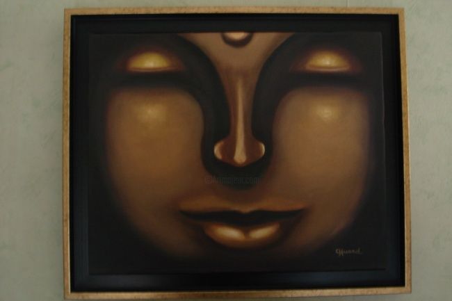 Painting titled "Bouddha" by Catherine Huard, Original Artwork, Oil