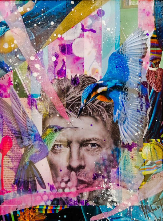 Collages intitulée "Bowie one" par Hubert, Œuvre d'art originale, Collages