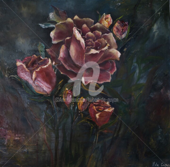 "Les roses" başlıklı Tablo Hubert De Guyon tarafından, Orijinal sanat, Petrol