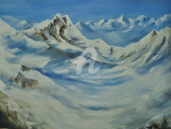 Painting titled "la montagne" by Hubert De Guyon, Original Artwork, Oil