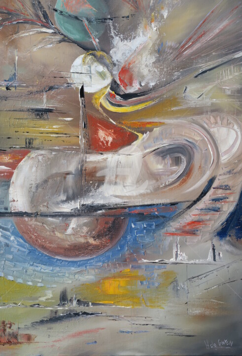 Painting titled "abstraction" by Hubert De Guyon, Original Artwork, Oil