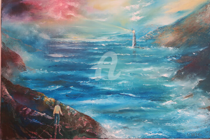 Malerei mit dem Titel "le phare" von Hubert De Guyon, Original-Kunstwerk, Öl