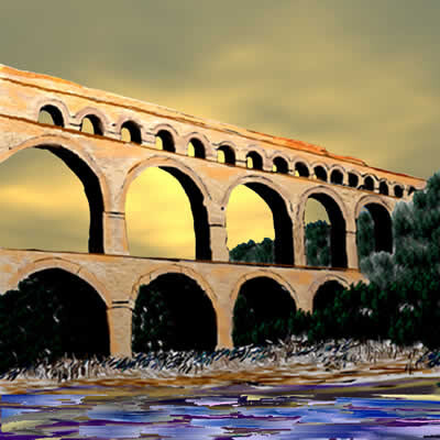 Peinture intitulée "Pont du Gard" par Hubert Holtmann, Œuvre d'art originale