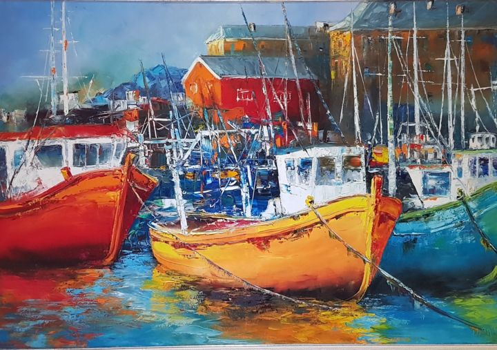 Peinture intitulée "bateau-2019.jpg" par Hubert Labatut, Œuvre d'art originale, Huile