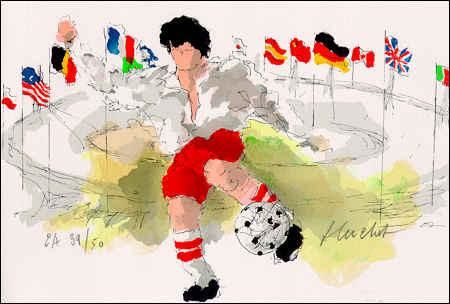 Peinture intitulée "Le footballer" par Urbain Huchet, Œuvre d'art originale