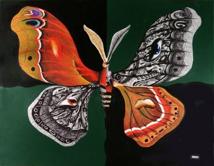 Painting titled "Cecropia Moth" by Eric Hudgins, Original Artwork
