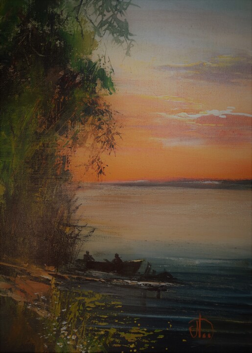 Картина под названием "Плёсский берег" - Александр Леднев, Подлинное произведение искусства, Масло