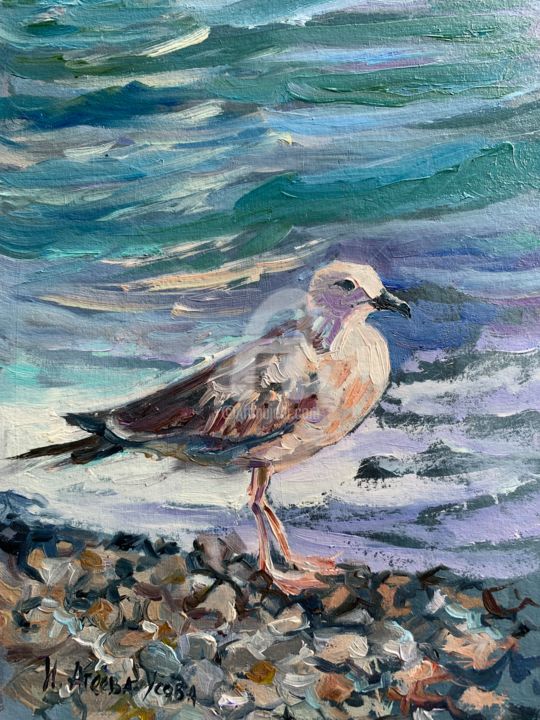 Malerei mit dem Titel "Seagull" von Irina Ageeva-Usova, Original-Kunstwerk, Öl