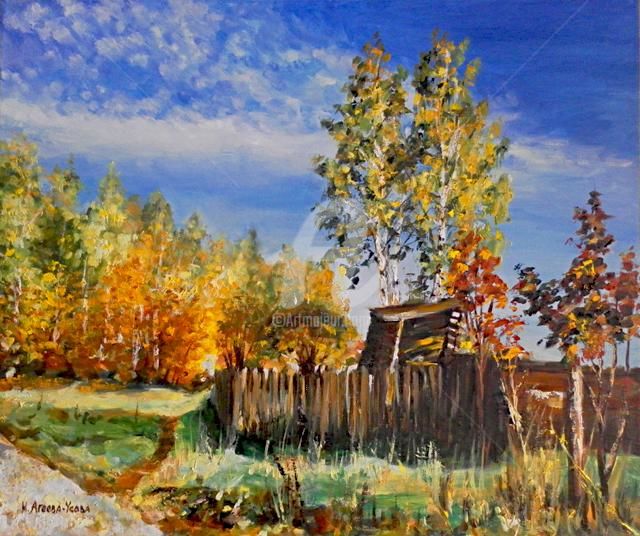 Painting titled "Обожаю осень / I ad…" by Irina Ageeva-Usova, Original Artwork, Oil