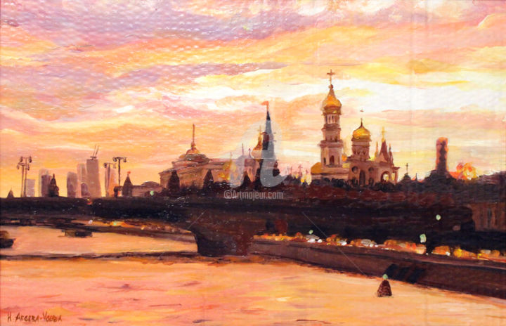 Картина под названием "Город золотой \ Cit…" - Irina Ageeva-Usova, Подлинное произведение искусства, Масло