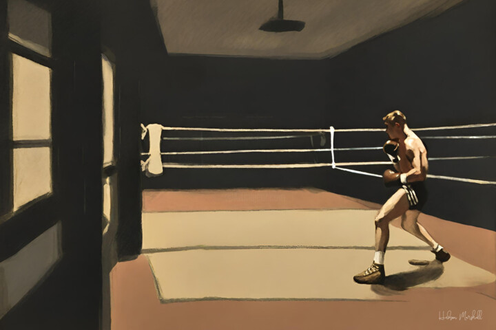 Arts numériques intitulée "The Boxing Gym #1" par Hudson Marshall, Œuvre d'art originale, Impression numérique