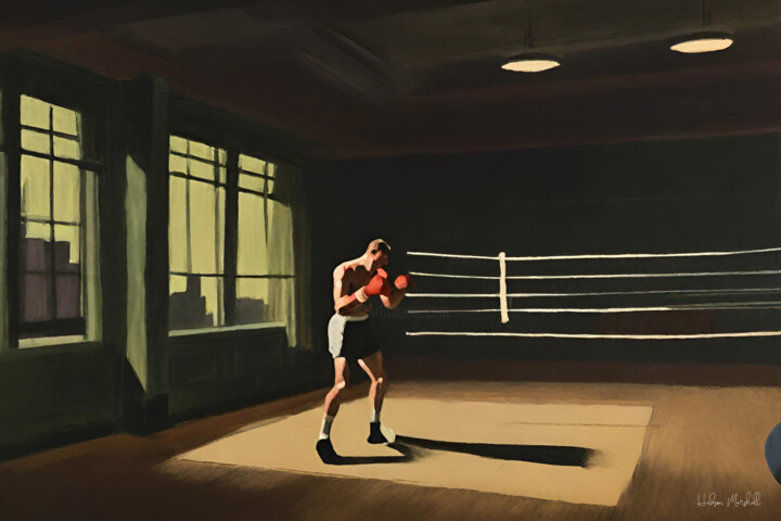 Digital Arts titled "The Boxing Gym #4" by Hudson Marshall, Original Artwork, Digital Print
