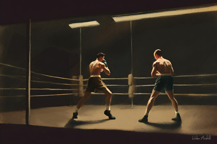Arts numériques intitulée "The Boxing Gym #7" par Hudson Marshall, Œuvre d'art originale, Impression numérique