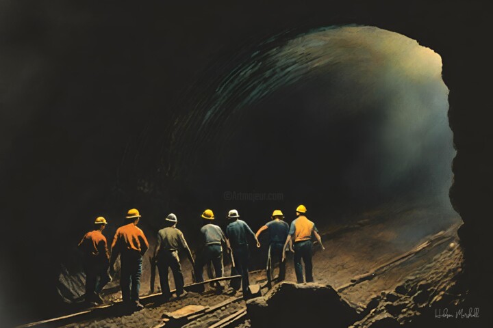 Digital Arts titled "Coal Miners #5" by Hudson Marshall, Original Artwork, Digital Print