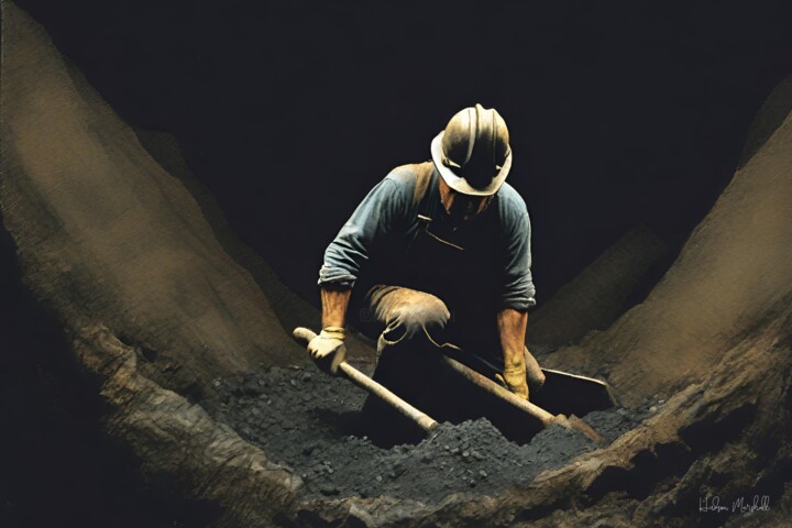 Arte digitale intitolato "Coal Miners #6" da Hudson Marshall, Opera d'arte originale, Stampa digitale