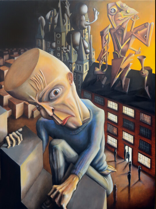Peinture intitulée "Social Climbers" par Hugh Kerr, Œuvre d'art originale, Huile