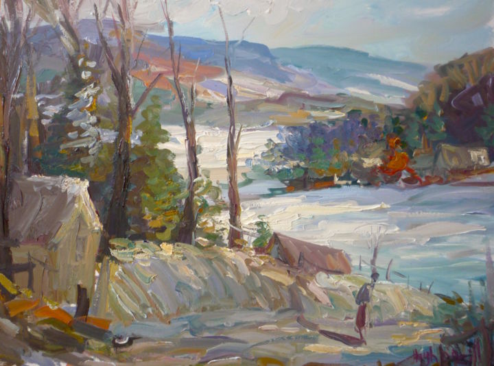Painting titled "Snow at Stowe" by Hugh O’Neill, Original Artwork, Oil