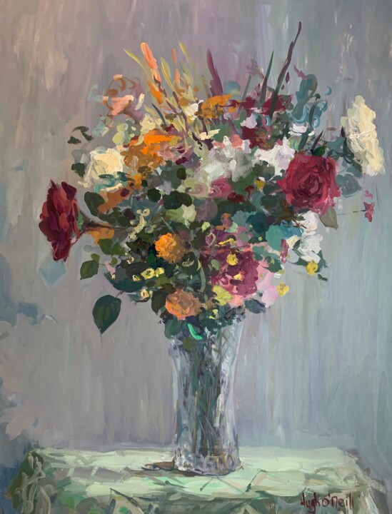 Schilderij getiteld "Floral" door Hugh O’Neill, Origineel Kunstwerk, Olie