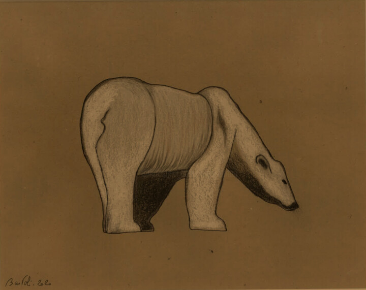 Dessin intitulée "Ours polaire" par Hugo Bartoli, Œuvre d'art originale, Craie
