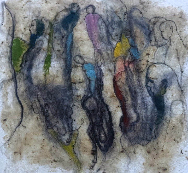 绘画 标题为“Transhumance des âm…” 由Hugo Bartoli, 原创艺术品, 纺织纤维