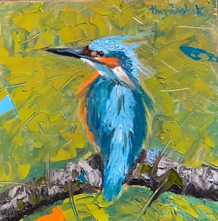 Painting titled "Kingfisher" by Hugo Boslak, Original Artwork, Oil