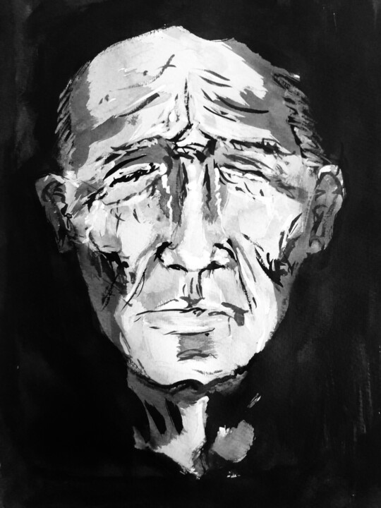 Malerei mit dem Titel "Old man" von Hugo Silva, Original-Kunstwerk, Aquarell