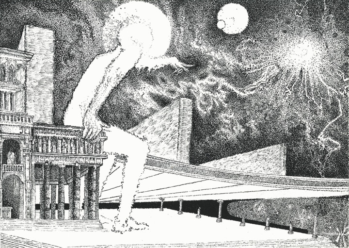 Disegno intitolato "THE BANISHING OF A…" da Hugo Simon, Opera d'arte originale, Inchiostro