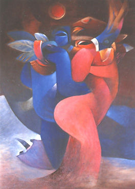 Pintura titulada "Encuentros" por Hugo Alegre, Obra de arte original