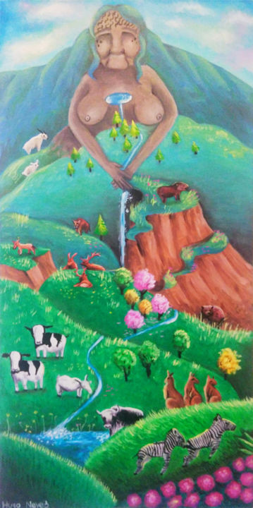 Pintura intitulada "Pachamama, Mãe Natu…" por Hugo Neves, Obras de arte originais, Óleo