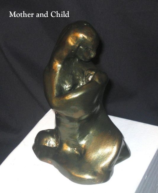 雕塑 标题为“Mother and Child” 由Hugo Ruggiero "Hr", 原创艺术品, 陶瓷