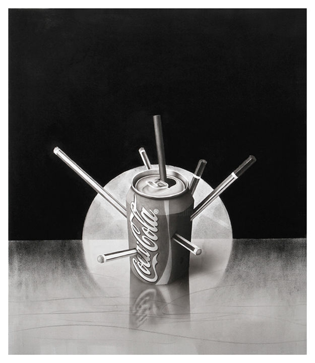 Drawing titled "Coca-Cola with Penc…" by Hugo Silva, Original Artwork, Other