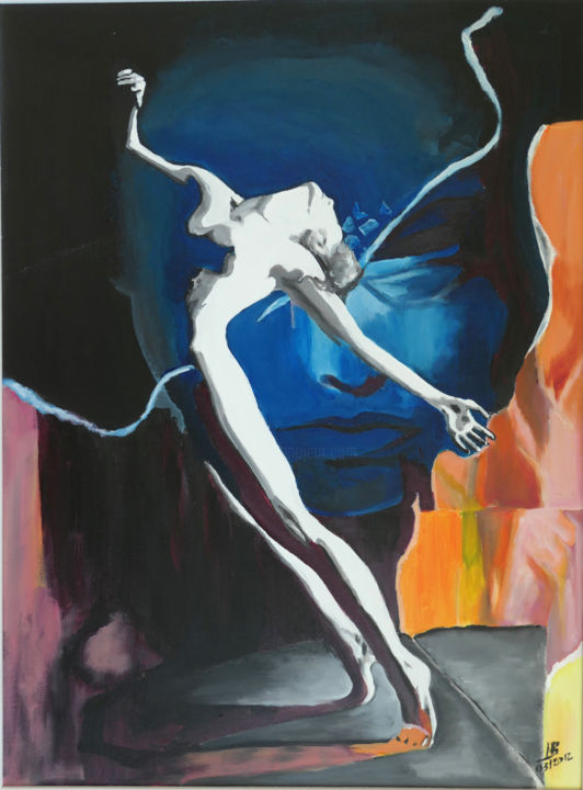 Painting titled "Danseuse" by Hugues Elbe, Original Artwork, Acrylic Mounted on Wood Stretcher frame