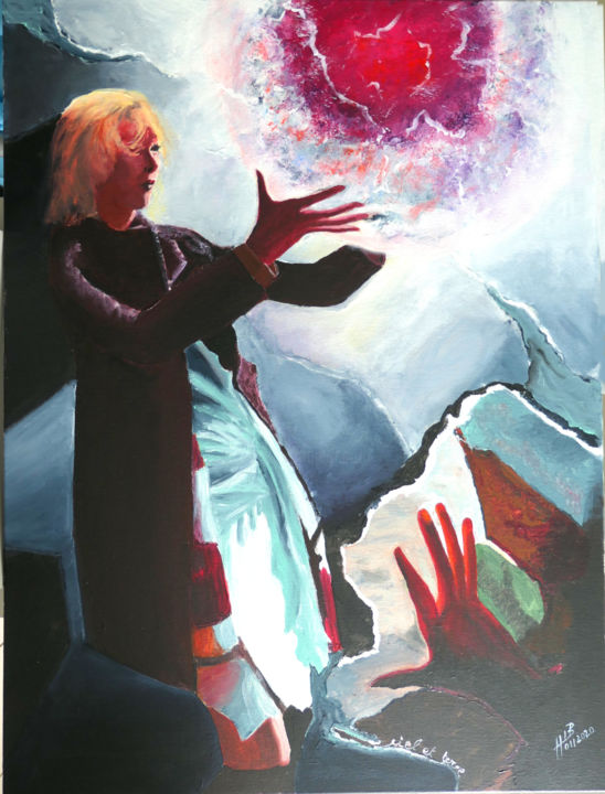 Peinture intitulée "Ciel et terre" par Hugues Elbe, Œuvre d'art originale, Acrylique Monté sur Châssis