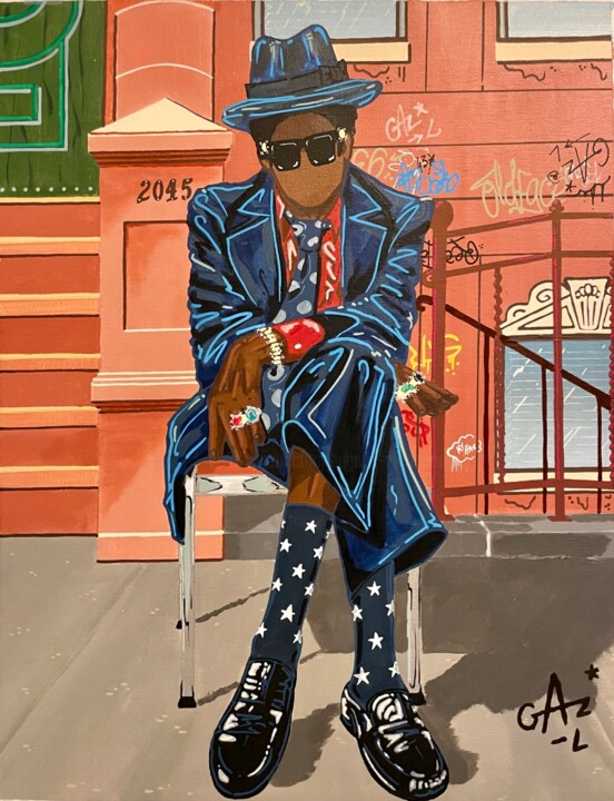 Schilderij getiteld "DANDY DJINO" door Hugues Matumona, Origineel Kunstwerk, Acryl