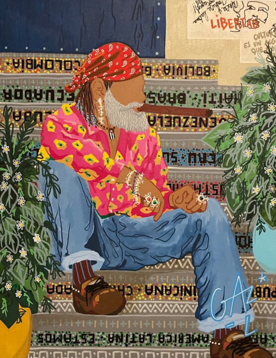 Peinture intitulée "DJINO SANCHEZ" par Hugues Matumona, Œuvre d'art originale, Acrylique