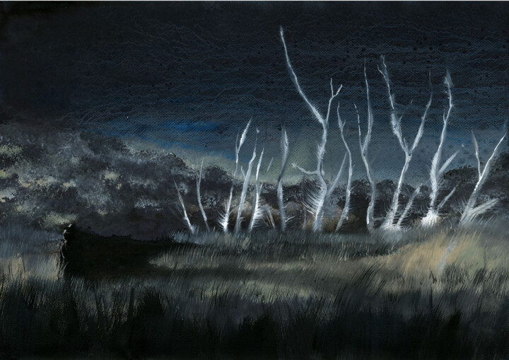 Peinture intitulée "En traversant la nu…" par Hugues Breton, Œuvre d'art originale, Aquarelle