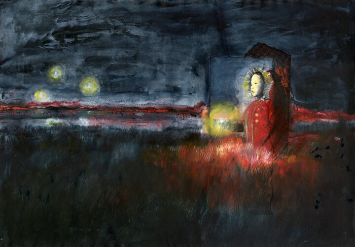 Картина под названием "Steppe- Matriochka" - Hugues Breton, Подлинное произведение искусства, Акварель