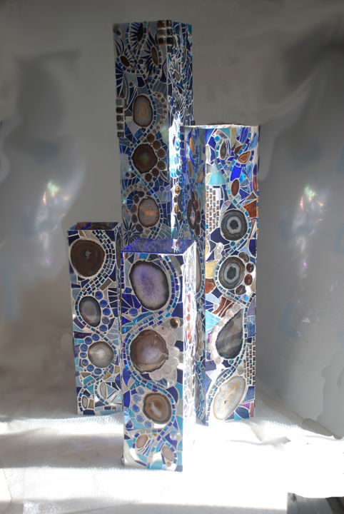 Sculpture titled "TOTEMS" by Hugues Chamagne, Original Artwork, Glass