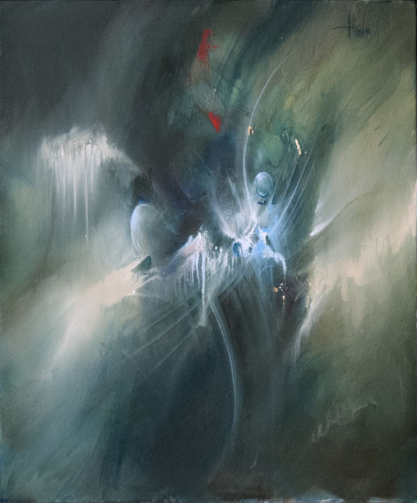 Painting titled "envol-4.jpg" by Hugues Chamagne, Original Artwork, Oil