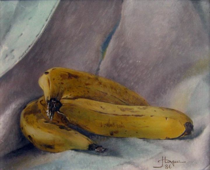 Painting titled "Bananes" by Hugues Delbergue, Original Artwork