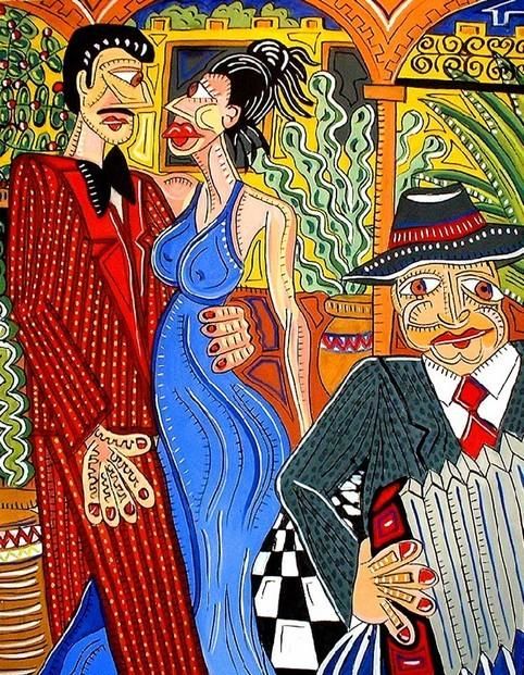 「tango」というタイトルの絵画 Hugues Demeureによって, オリジナルのアートワーク, オイル