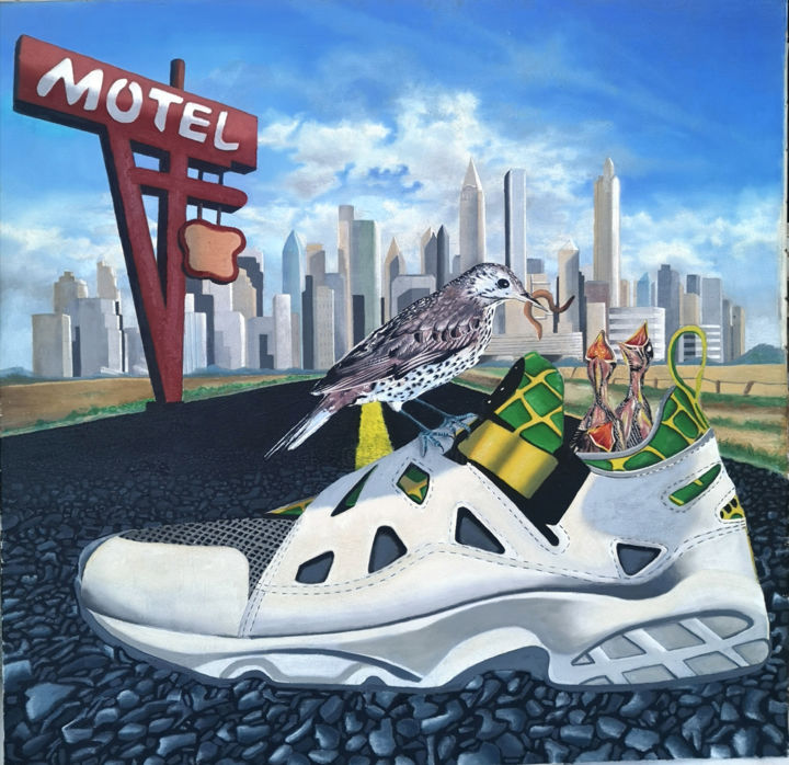Peinture intitulée "Motel" par Hugues Rubio, Œuvre d'art originale, Huile